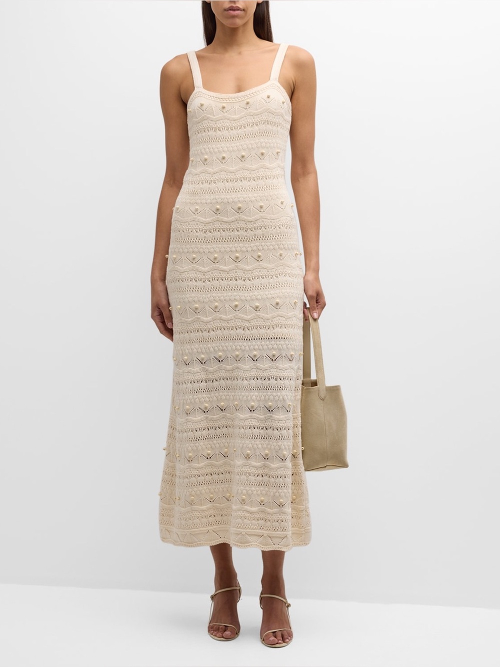 La Ligne Jane beaded Crochet knit Maxi Dress XXS Resort euro summer coastal